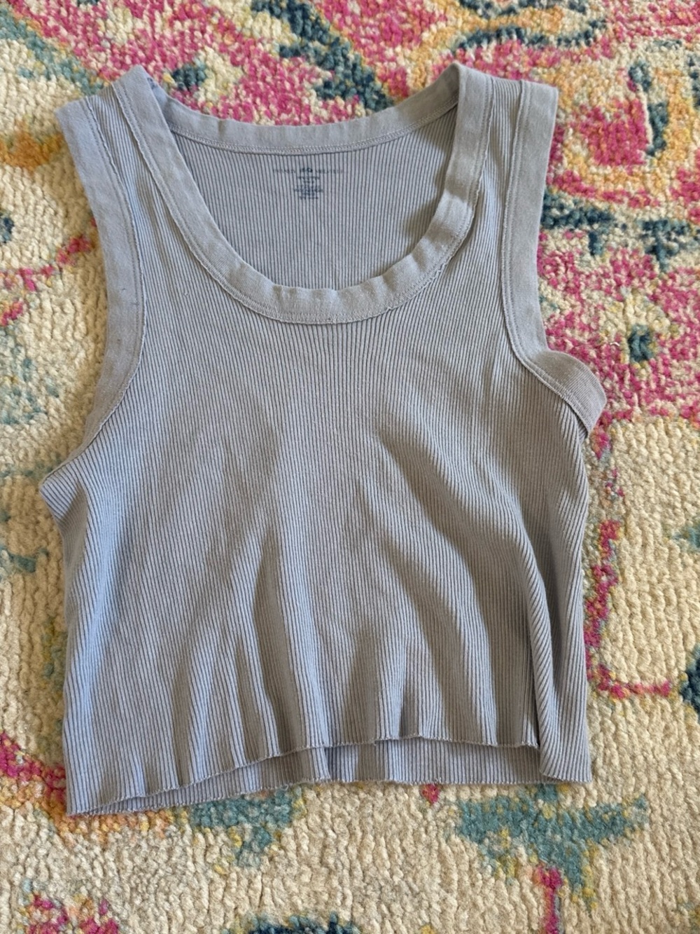 Brandy Melville Gray Ribbed Scoop Neck Crop Tank